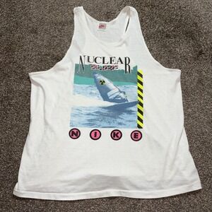 Vintage Nike Shirt Mens XL White Nuclear Surf Graphic Tank Top USA 80s 90s
